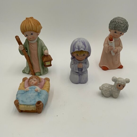 HOMCO Vintage Children Nativity Scene 5 Pieces No 5602 Figurine Set Complete - Picture 8 of 9